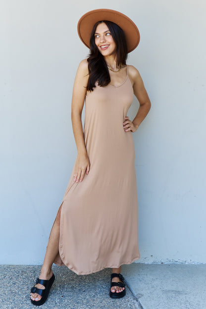 Cami Side Slit Maxi Dress in Camel