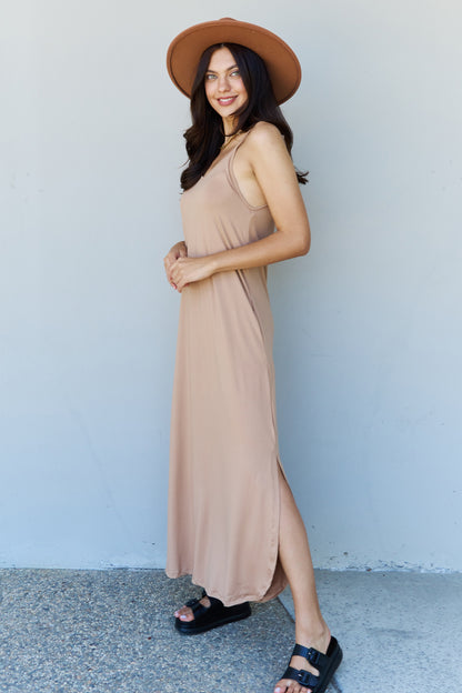 Cami Side Slit Maxi Dress in Camel