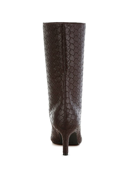 Woven Faux Leather Boots