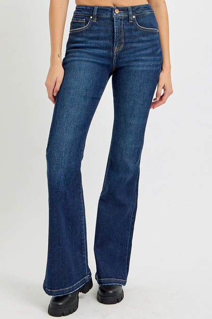 High Rise Flare Jeans with Pockets