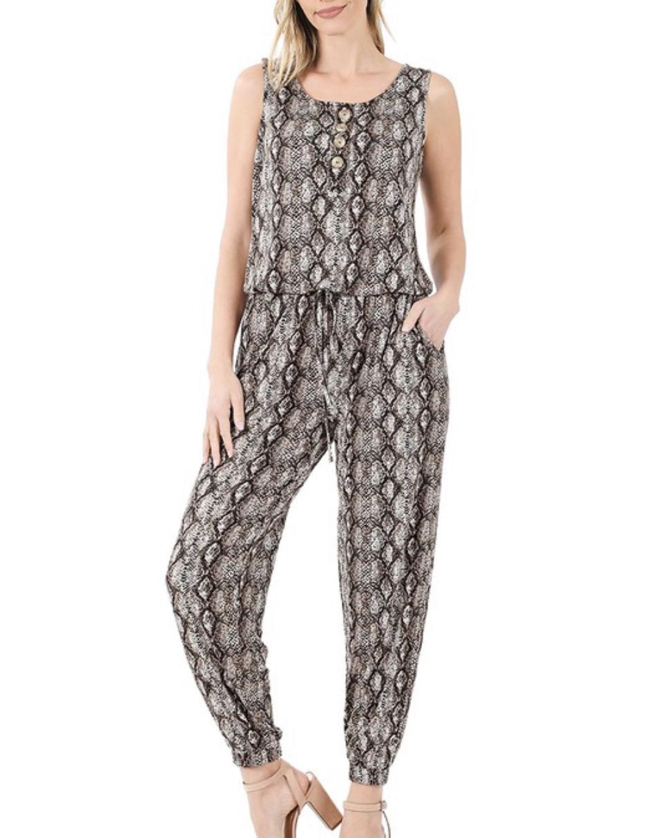 Women's Snake Skin Sleeveless Jumpsuit for Summer Statement Womenswear Women Day