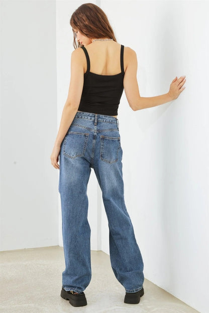 Distressed High Waist Jeans