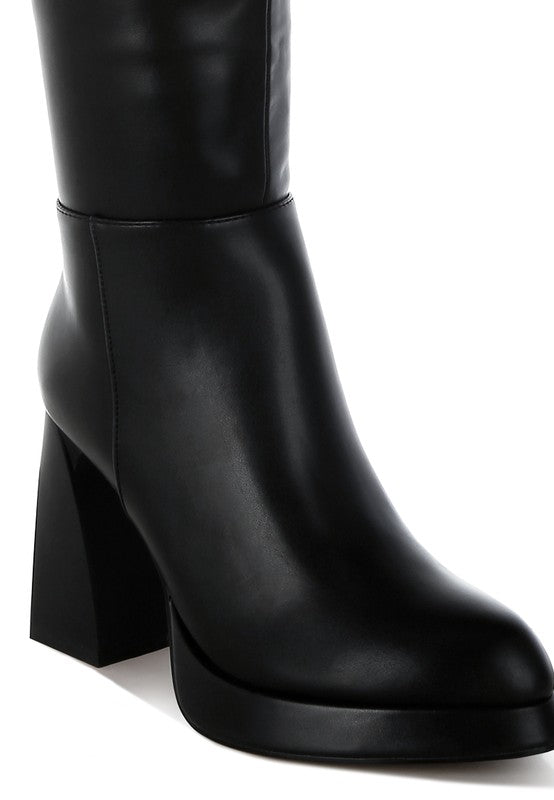 Faux Leather Knee-High Boots