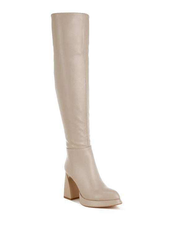 Faux Leather Knee-High Boots