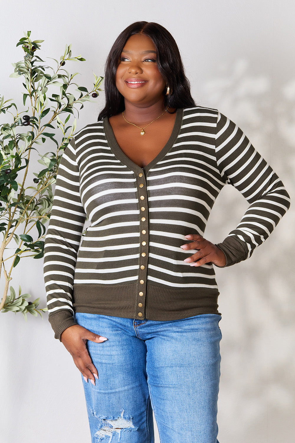 Striped Snap Down Cardigan