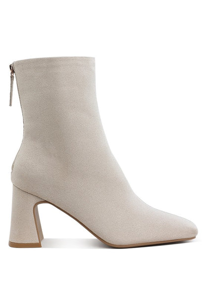 Square Toe Microfiber Ankle Boots