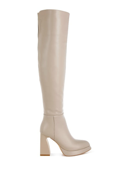 Faux Leather Knee-High Boots