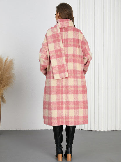 Plaid Button Up Long Sleeve Coat