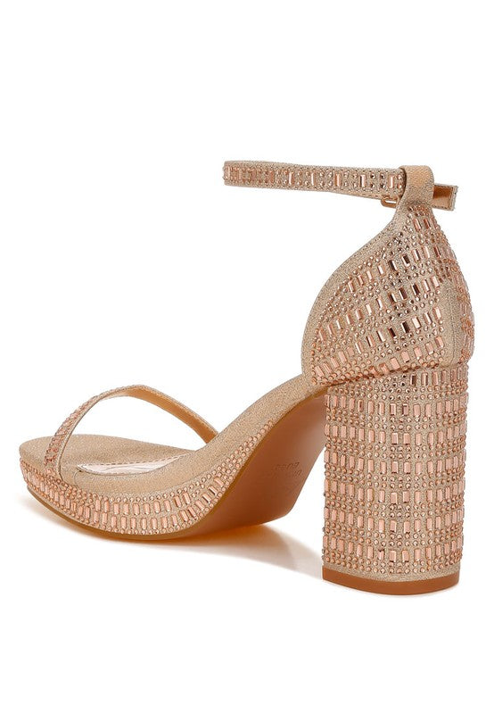 Rhinestones Embellished Block Sandals