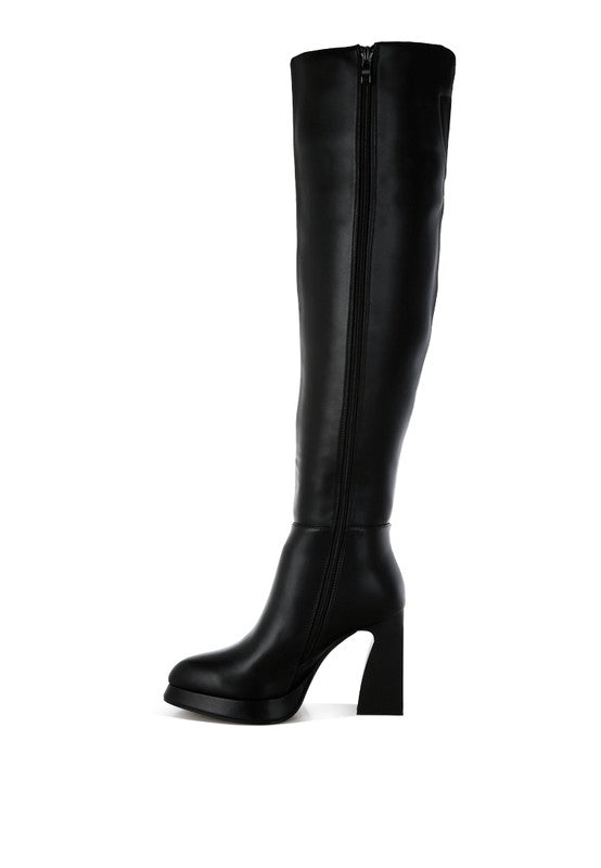 Faux Leather Knee-High Boots