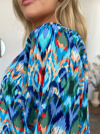 Printed Balloon Sleeve Blouse