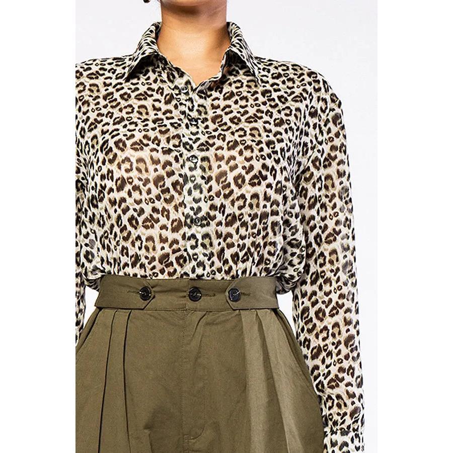 Cheetah Leopard Chiffon Blouse Jumpsuit Fabric Lightweight