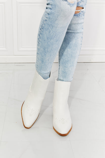 Stacked Heel Chelsea Boot in White