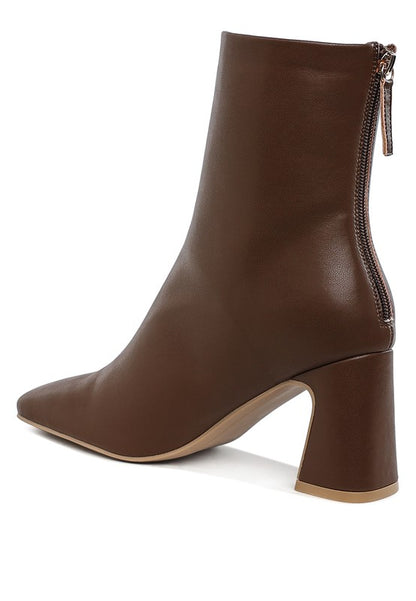 Faux Leather Square Toe Ankle Boots