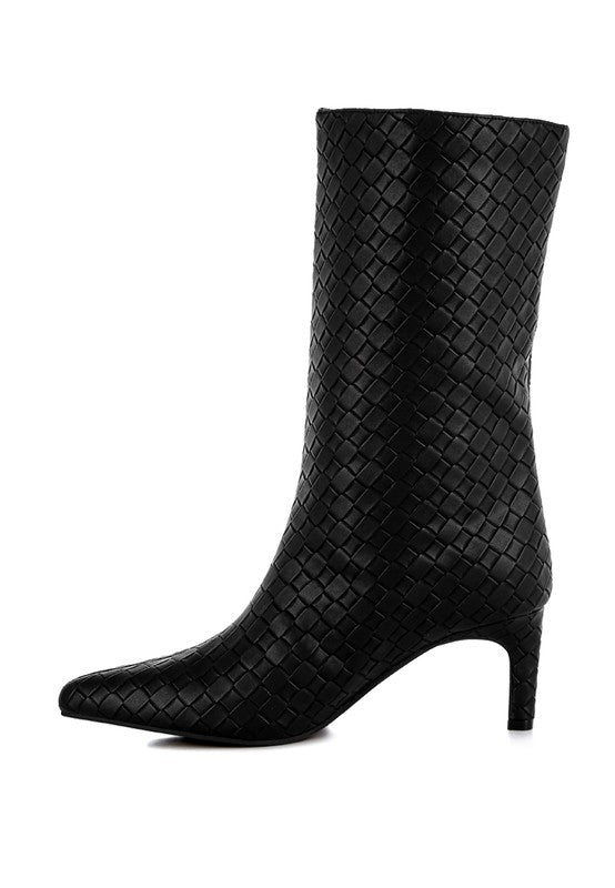 Woven Faux Leather Boots