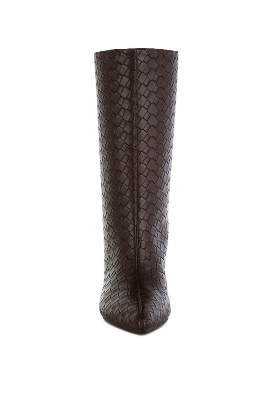 Woven Faux Leather Boots