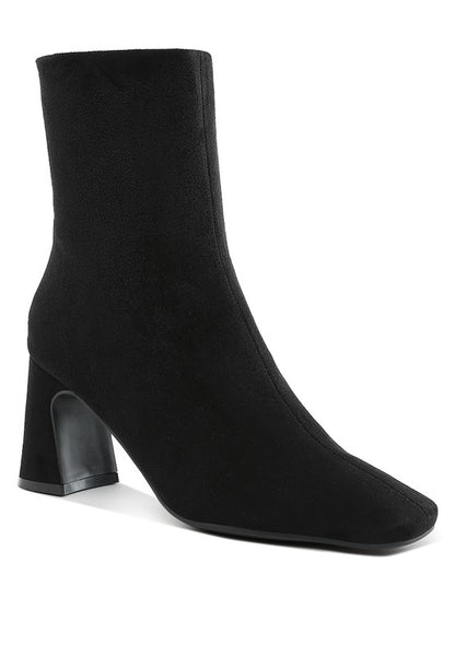 Square Toe Microfiber Ankle Boots