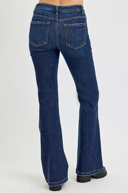 High Rise Flare Jeans with Pockets