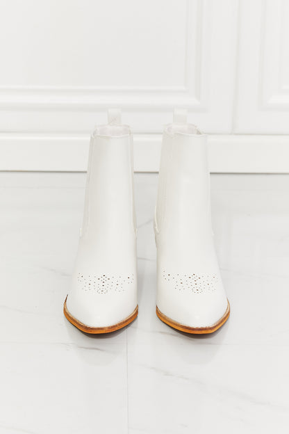 Stacked Heel Chelsea Boot in White