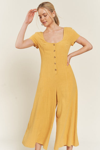 LINEN BUTTON DOWN JUMPSUIT