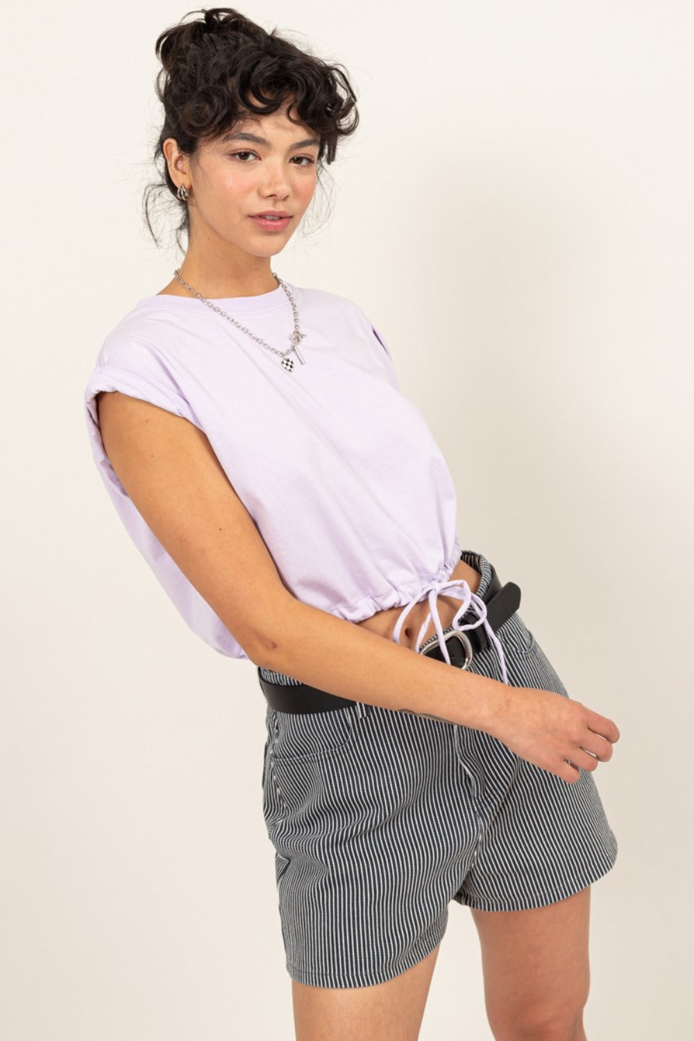 Drawstring Hem Crop Top