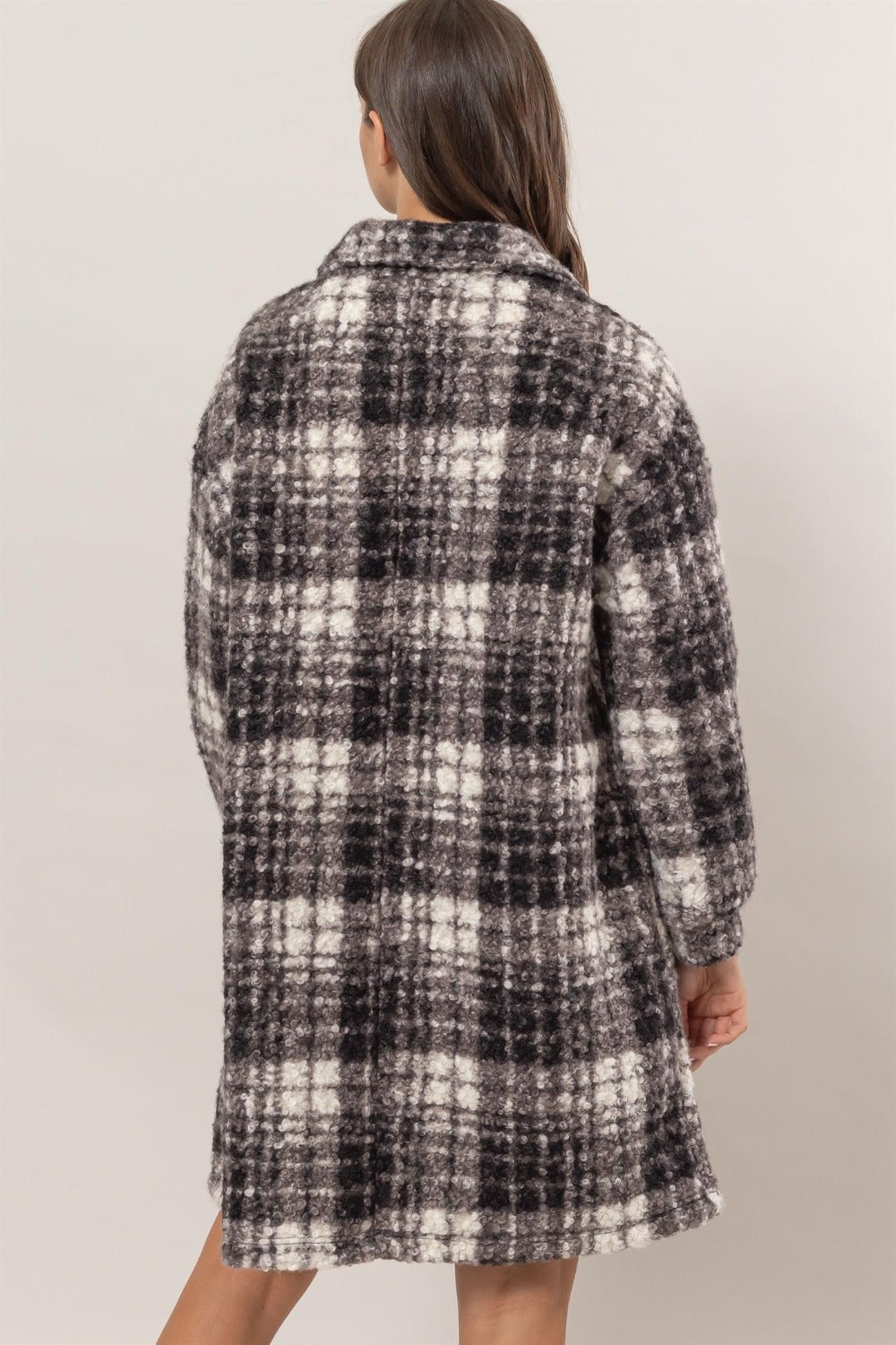 Plaid Button Down Longline Shacket