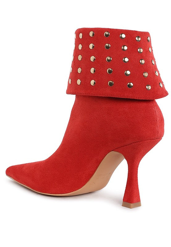 Stud Embellished Foldover Boots