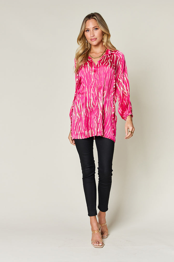 Printed Button Up Long Sleeve Shirt