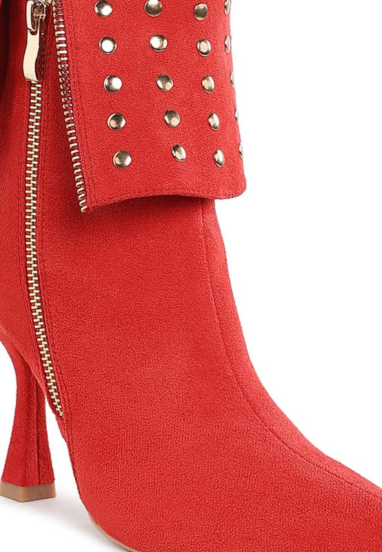 Stud Embellished Foldover Boots