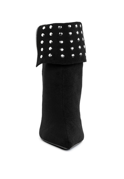 Stud Embellished Foldover Boots