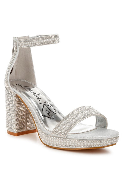 Rhinestones And Pearl Embellished Sandals