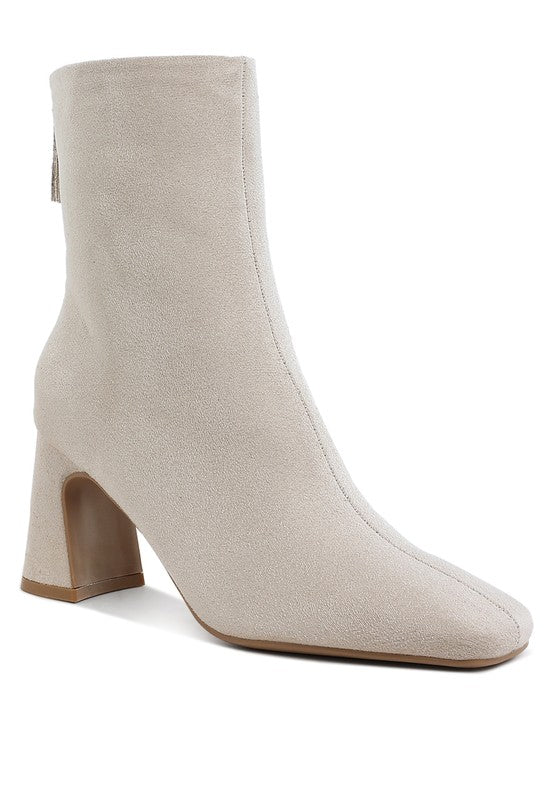 Square Toe Microfiber Ankle Boots