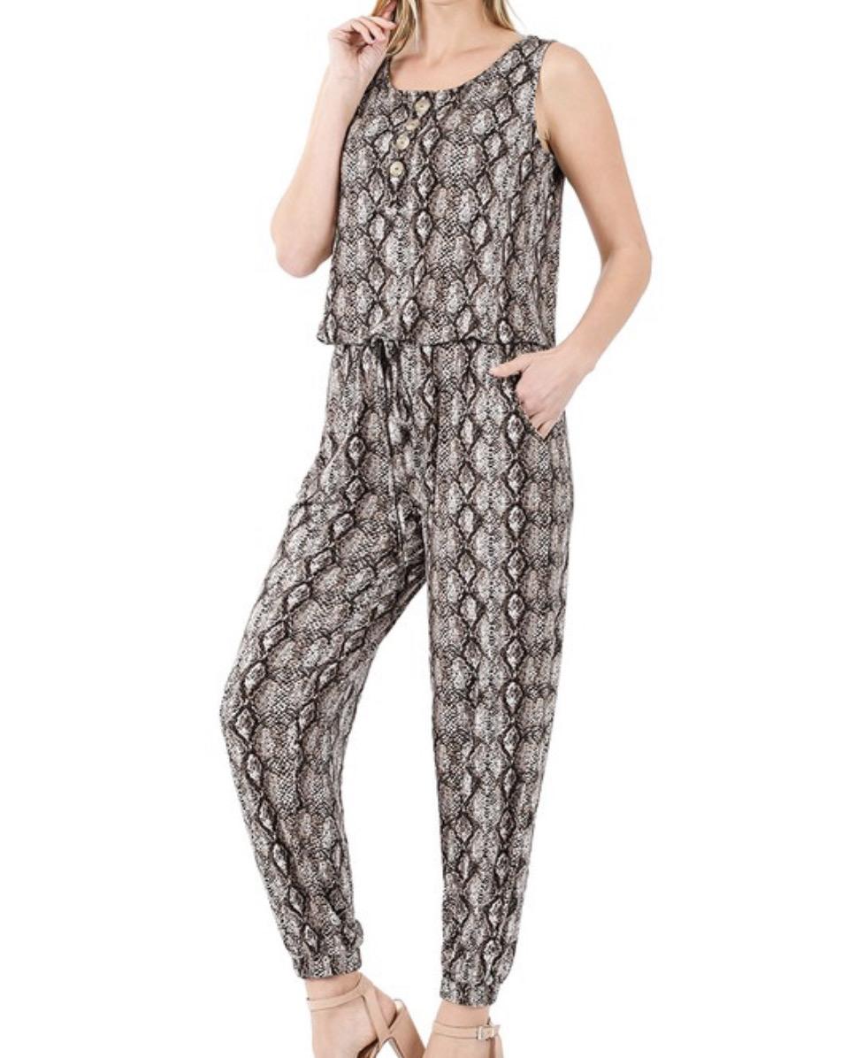 Women's Snake Skin Sleeveless Jumpsuit for Summer Statement Womenswear Women Day