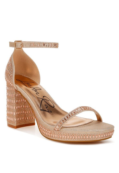 Rhinestones Embellished Block Sandals