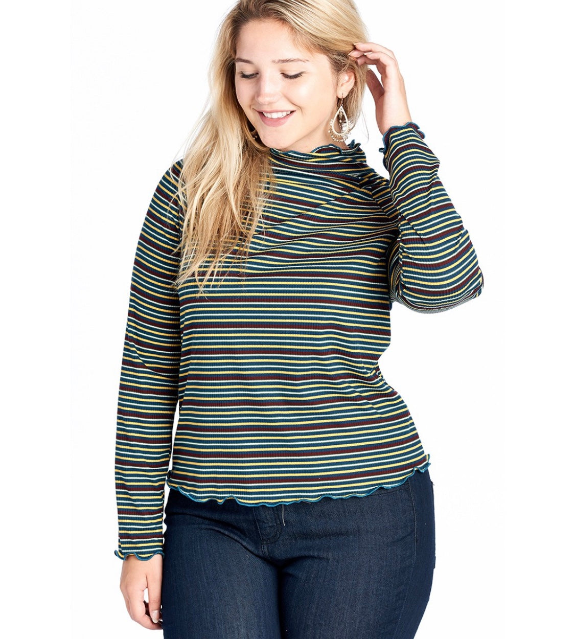 Plus size stripped sweaters Estilo Muñeca